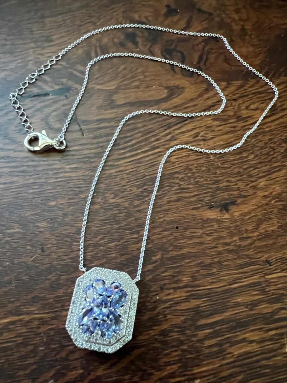 TANZANITE Marquis/Pear/Oval Pendant Necklace Sterling Silver 925 Stamped NWT - Picture 12 of 16